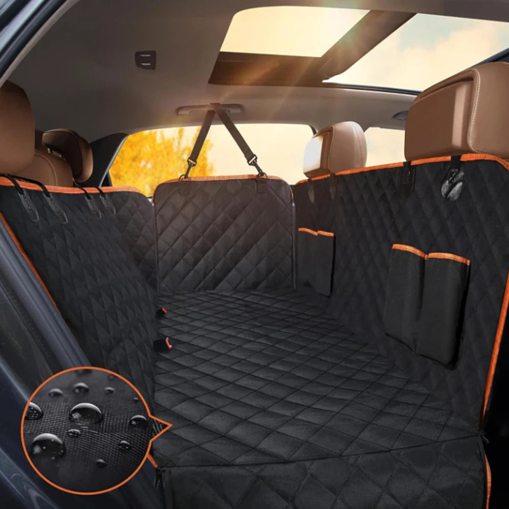 1PC Dog Car Seat Cover Suitable For Rear Seats, Waterproof Seat Protector, Scratch Resistant Pet Car Pad, Black Orange
