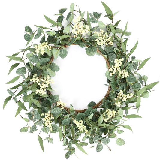 45cm Easter Holiday Garden Decoration Rattan Wreath Simulation Eucalyptus Leaf Rattan Door Head Pendant