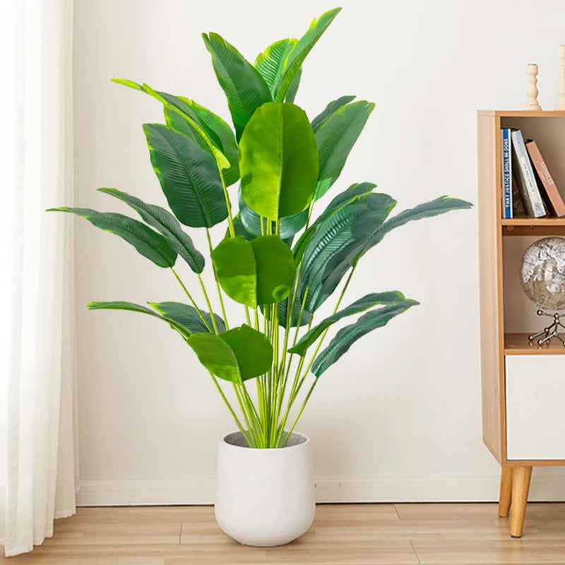 Artificial Tropical Palm Tree – Large Real Touch Fake Banana Plant & Monstera Leaves Décor