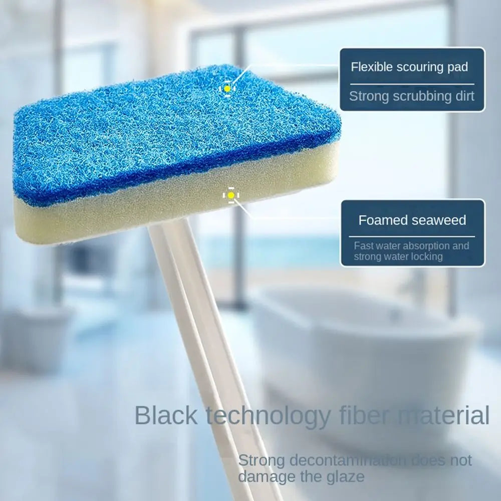 Multi-Functional Bathroom Wall Brush Long Handle Household Floor Bathtub Brushes Ceramic Tile Sponge Cleaning Brush Removable