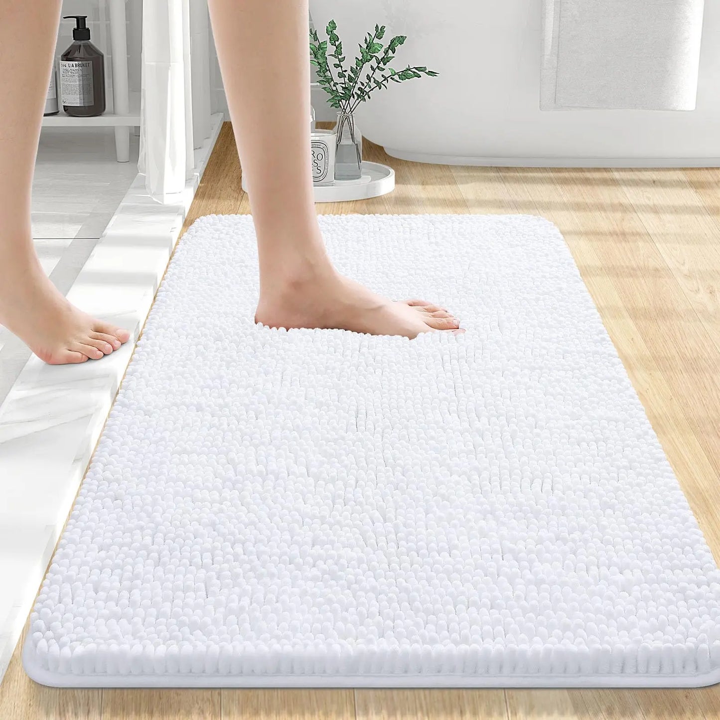 Homaxy Chenille Plain Hairy TPR Material Door Mat Indoor Non Slip Door Mat Dirt Trap Absorbent Mat Absorbs Water Bathroom Mat