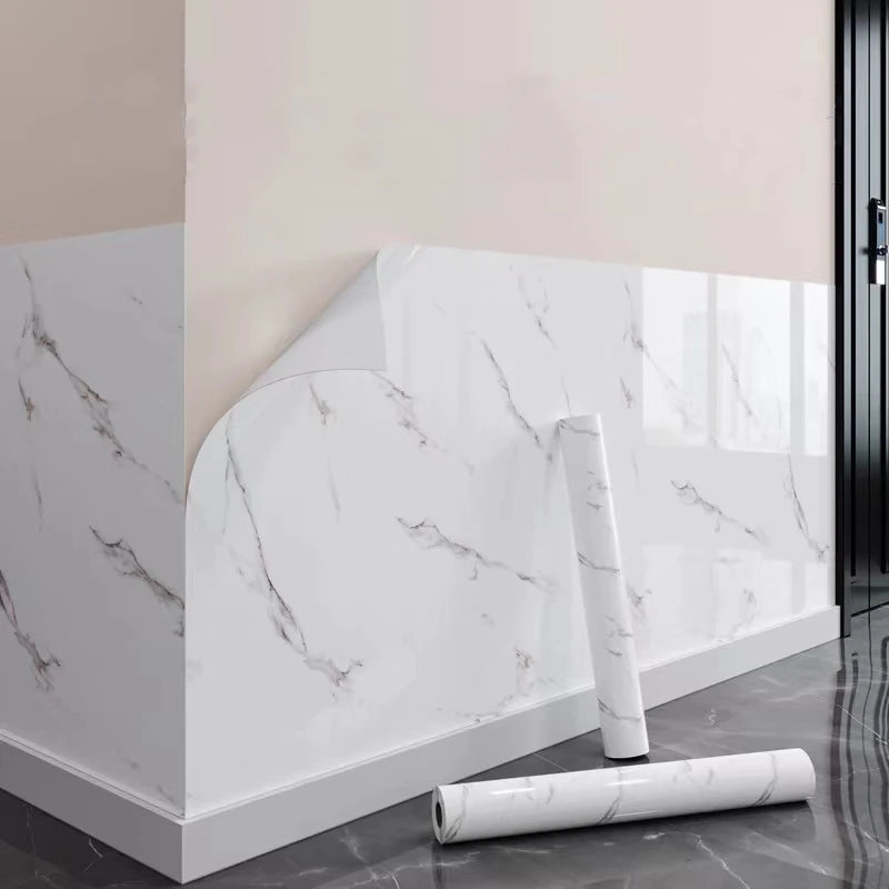 PVC Thickened Waterproof And Oil-proof Marble Wallpaper Self-adhesive Sticker Bathroom Cabinet Cooktop Desktop Decorative Film