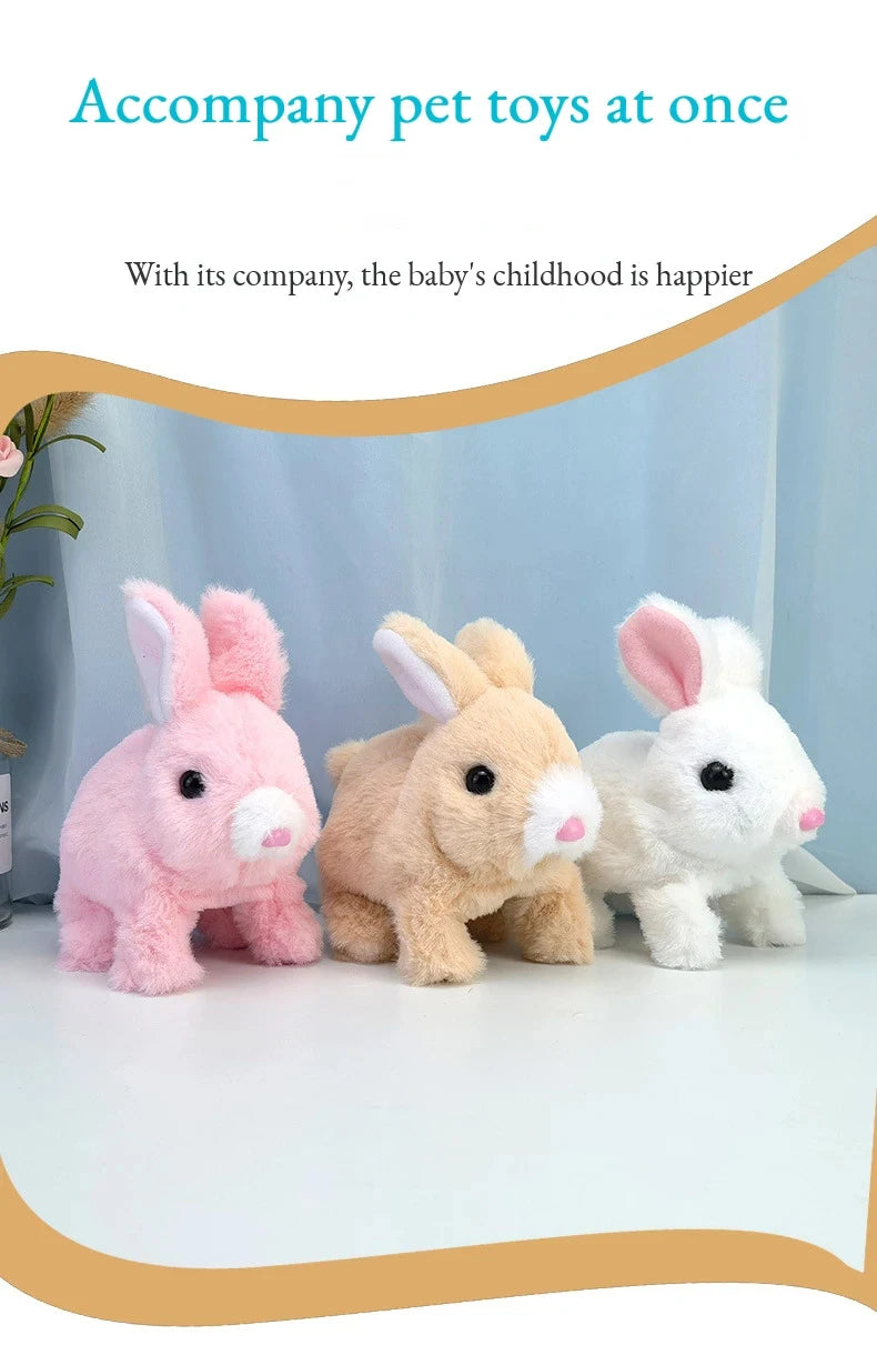 Electronic Plush Rabbit Toy – Walking, Jumping, and Ear-Shaking Electric Bunny for Kids