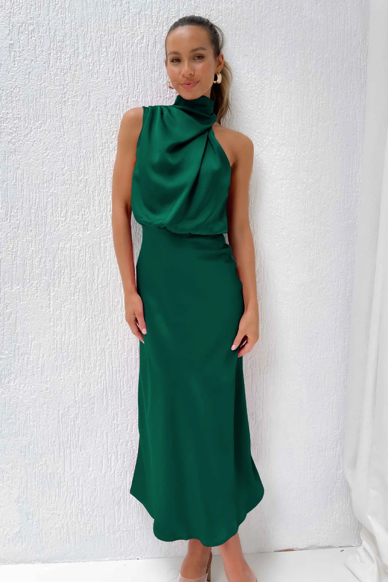 Summer High-End Silk Satin Sleeveless Long Dress Women Fashion Elegant Celebrity Dresses Evening Dress Party Clothes Ladies