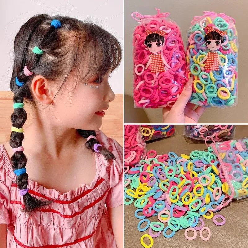 200Pc Colorful Nylon Elastic Hair Bands