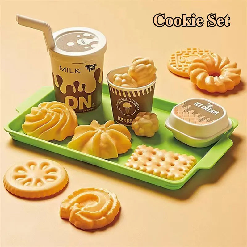 Kids Mini Kitchen Toy Pretends Play Simulated Food Hamburger Cookie Miniature Accessories for Children Girl Educational Gift