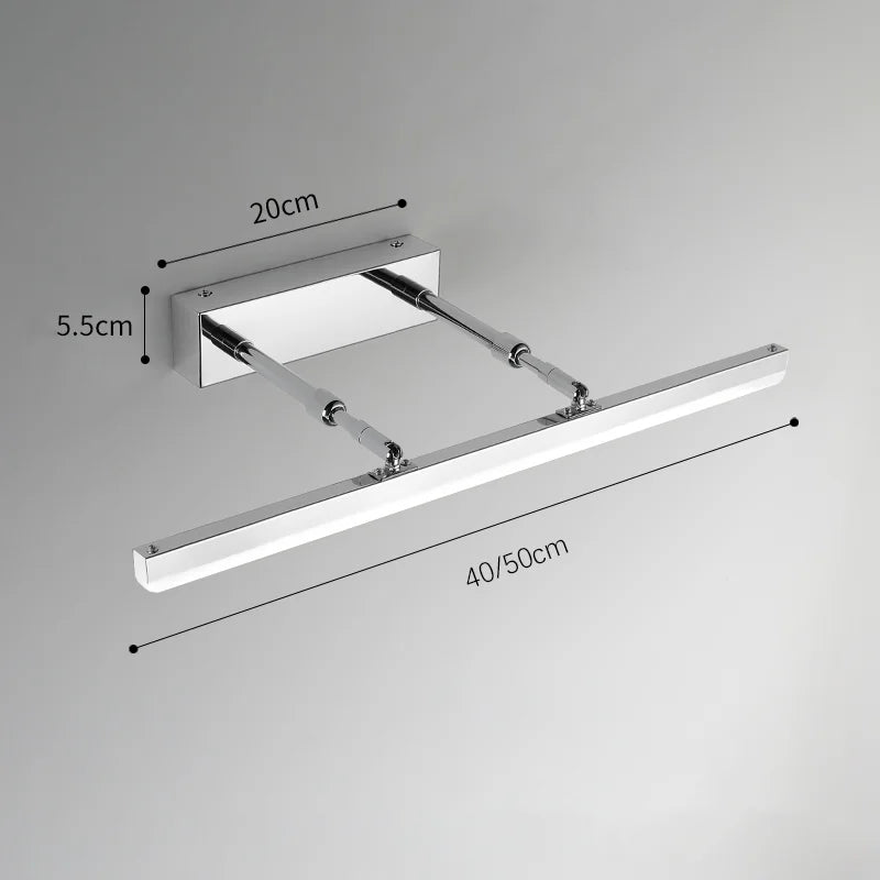 Retractable Bathroom Mirror Front Wall Light Dressing Table Clothing Shop Decor Waterproof Anti-fog LED Sconce Lamp