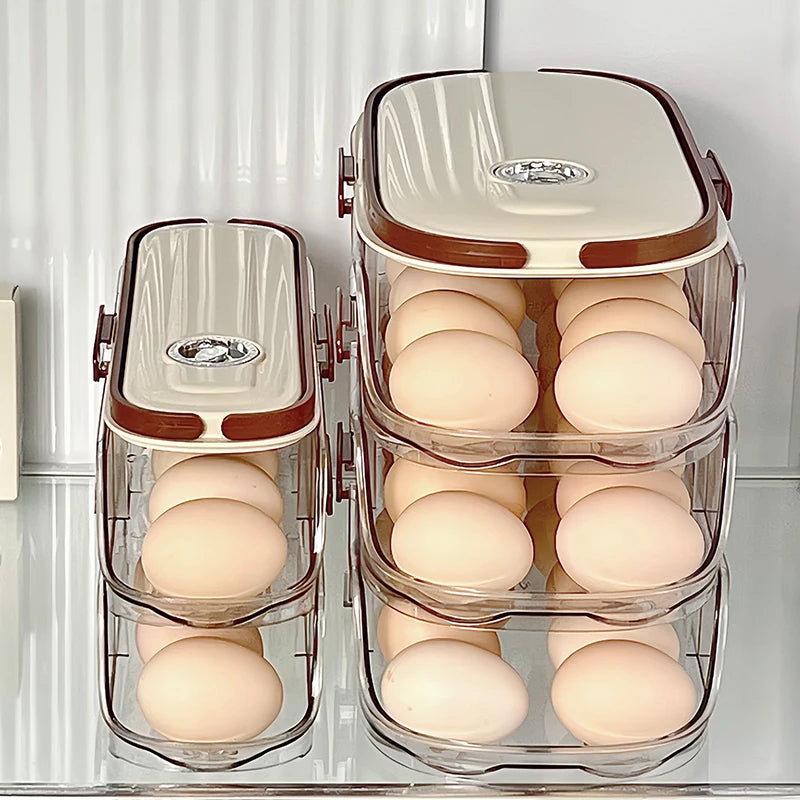 1 piece, Egg storage box, automatic rolling refrigerator egg rack storage, hand-held egg refrigerator side door storagerack