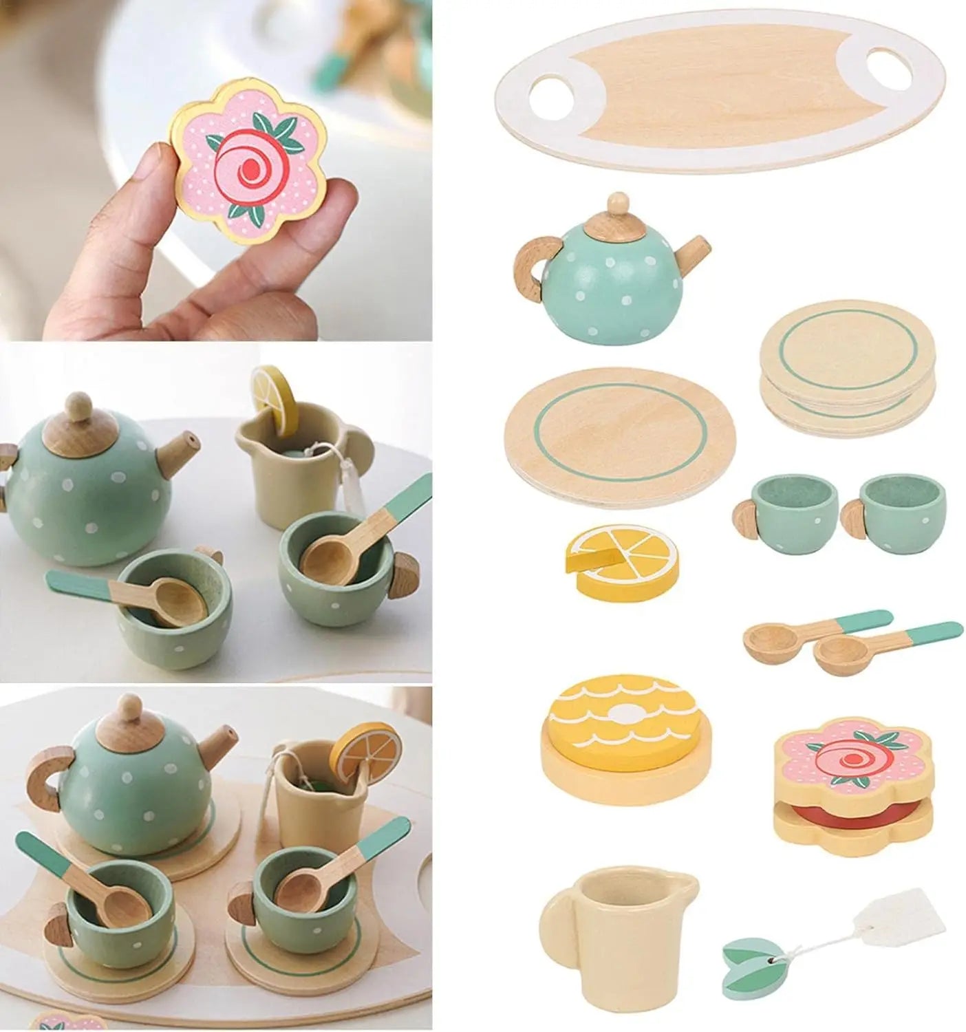 Wooden Kitchen Toys Pretend Toys Cutting Cake Play Set Food Kids Toys Montessori Tea Party Learning Educational Toys For Gifts