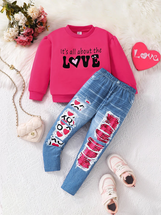 2 sets pink LOVE printed round