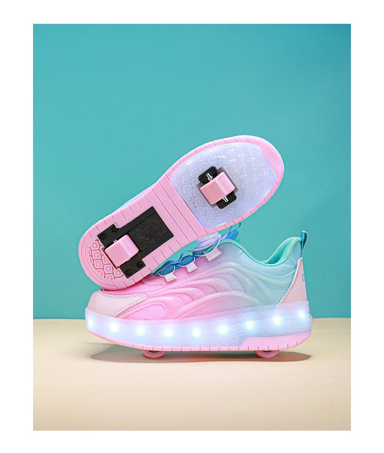 Two Wheels Children's Led Light Roller Skate Shoes