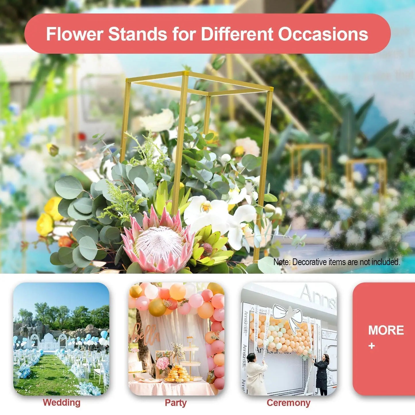 10PCS Gold Metal Wedding Flower Stand Floor Vases Flowers Column Road Lead Rack For Party Event Anniversary