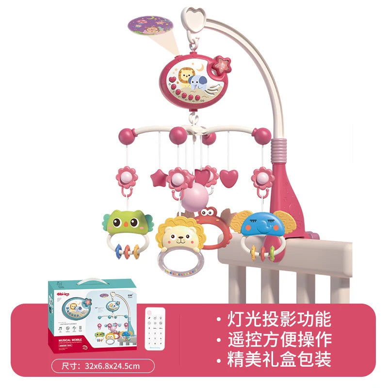 Musical Baby Crib Mobile – Light-Up Music Projection Toy with Remote Control for Infants 0–6 Months