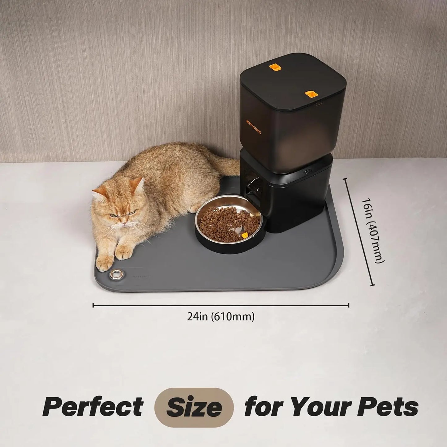 FURPIPI Pet Feeding Mat with Pocket High Raised Edges Thicker BPA Free Silicone Waterproof Pet Feeding Mat for Pet Bowl Feeder