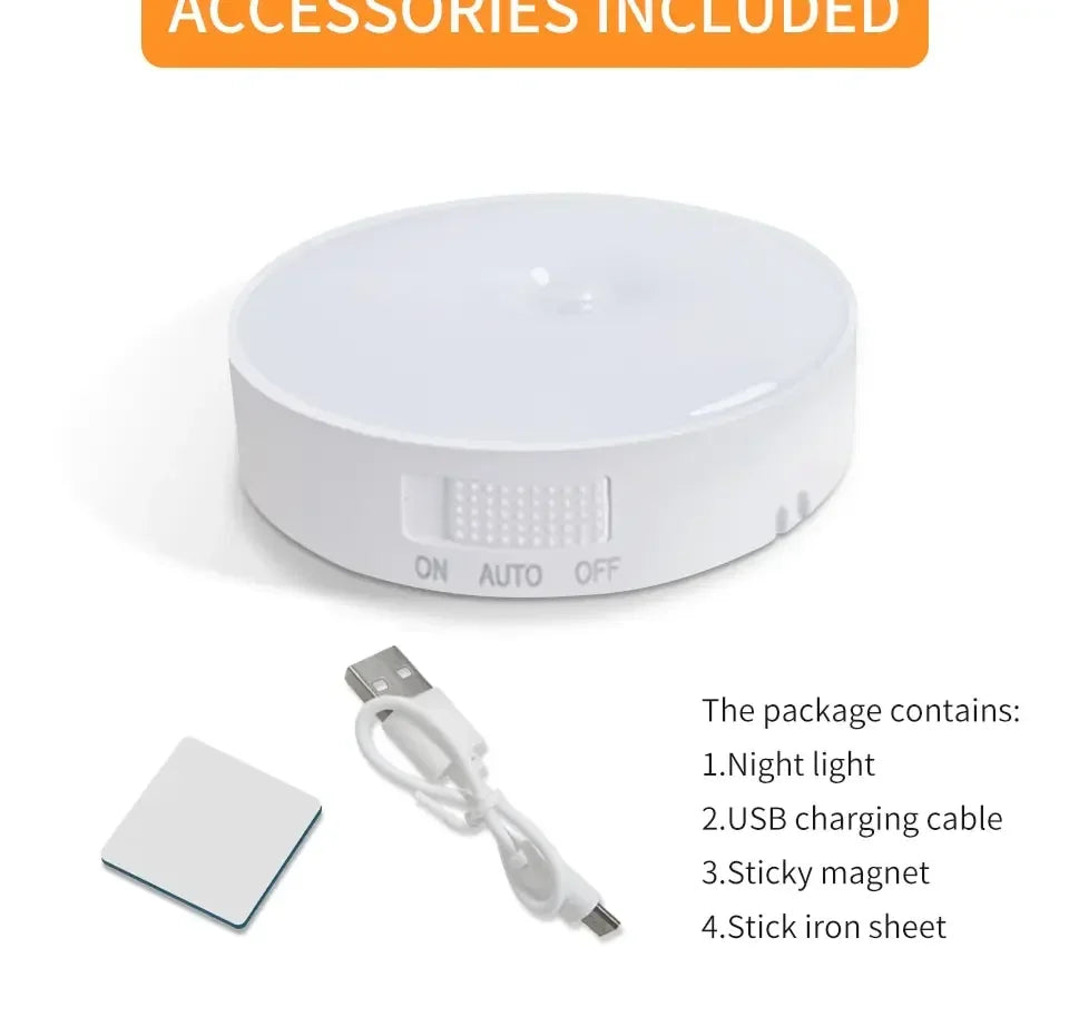 1/3PCS LED Motion Sensor Light Night Light USB Rechargeable Night Lamp for Kitchen Cabinet Wardrobe Lamp Staircase Closet Light