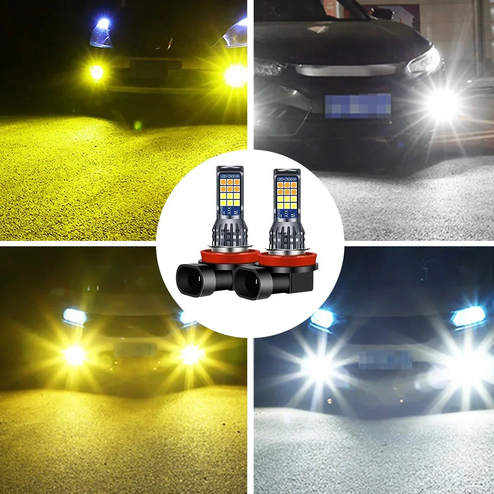 2Pcs Dual Color Car Fog Light Bulb DC 10-30V 35W H11 H8 Auto Fog Lamp 3000-6000K Car LED Fog Lamp Yellow White IP67 Waterproof