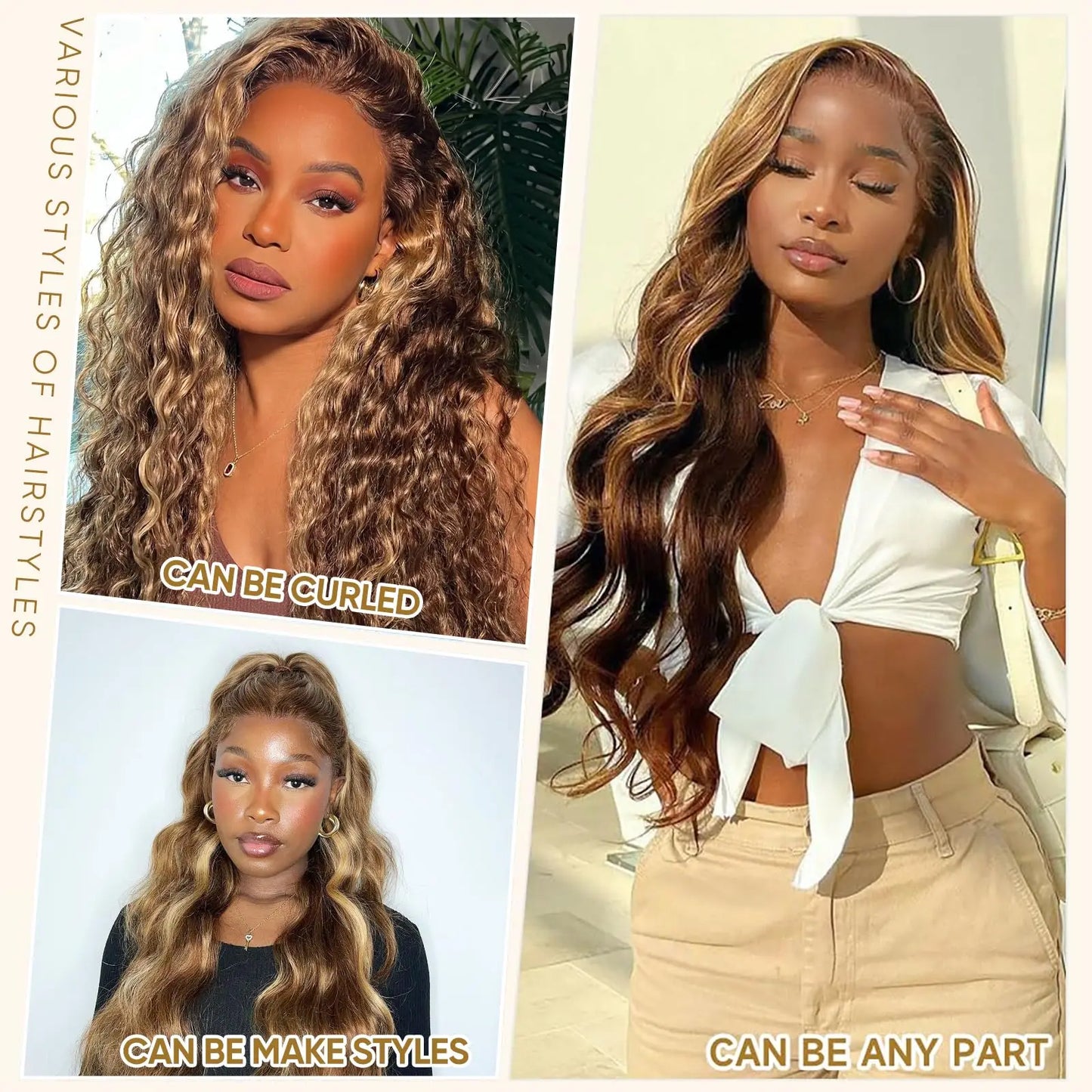 Ombre Lace Front Wig Human Hair 4/27 13x4 HD Body Wave Highlight Lace Front Wig Human Hair Pre Plucked Glueless Wigs Human Hair