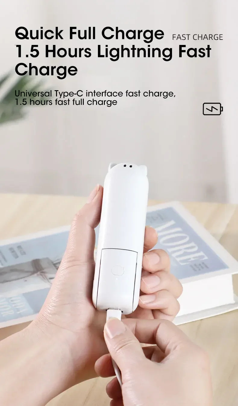 2000mAh Mini Portable Fan USB Rechargeable Handheld Desktop Fan