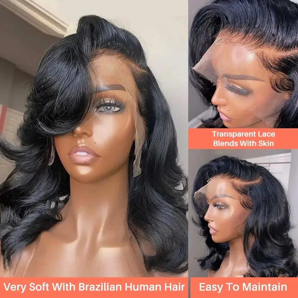 Body Wave Short Bob Human Hair Wigs 13X6 HD Lace Frontal Wig Brazilian Wavys Lace Front Wig Human Hair For Women Pre Plucked
