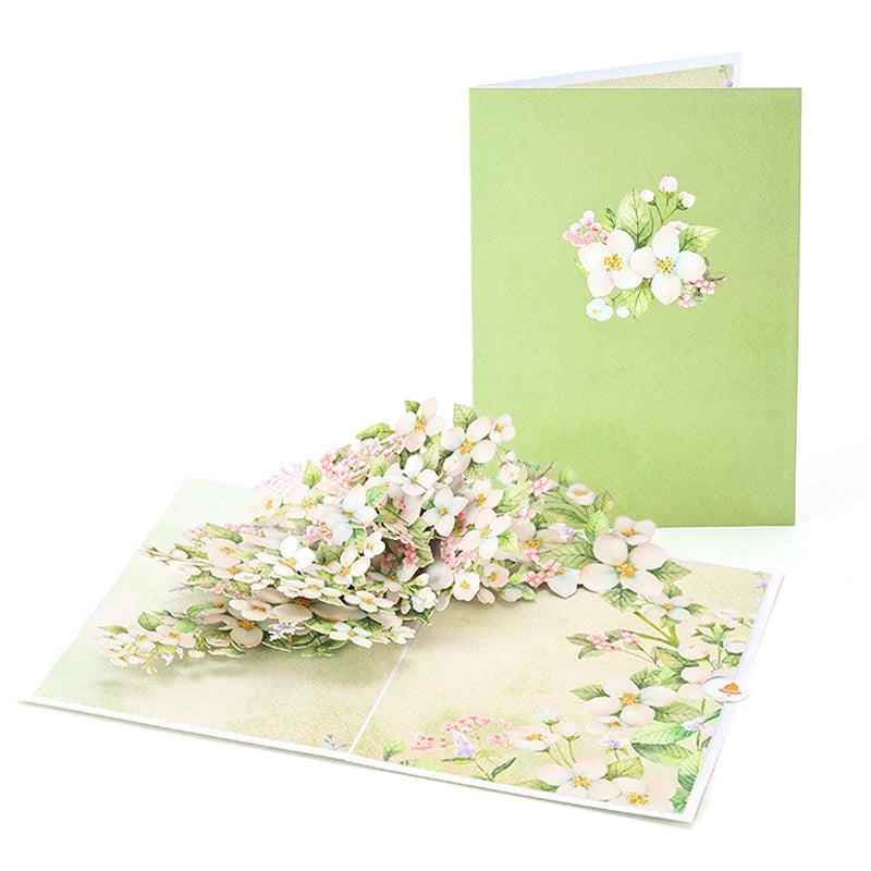 Cymbidium Orchids Pop-up Greeting Card with Envelope Flowers Postcard Floral Birthday Cards Valentines Gifts Creative Home Decor