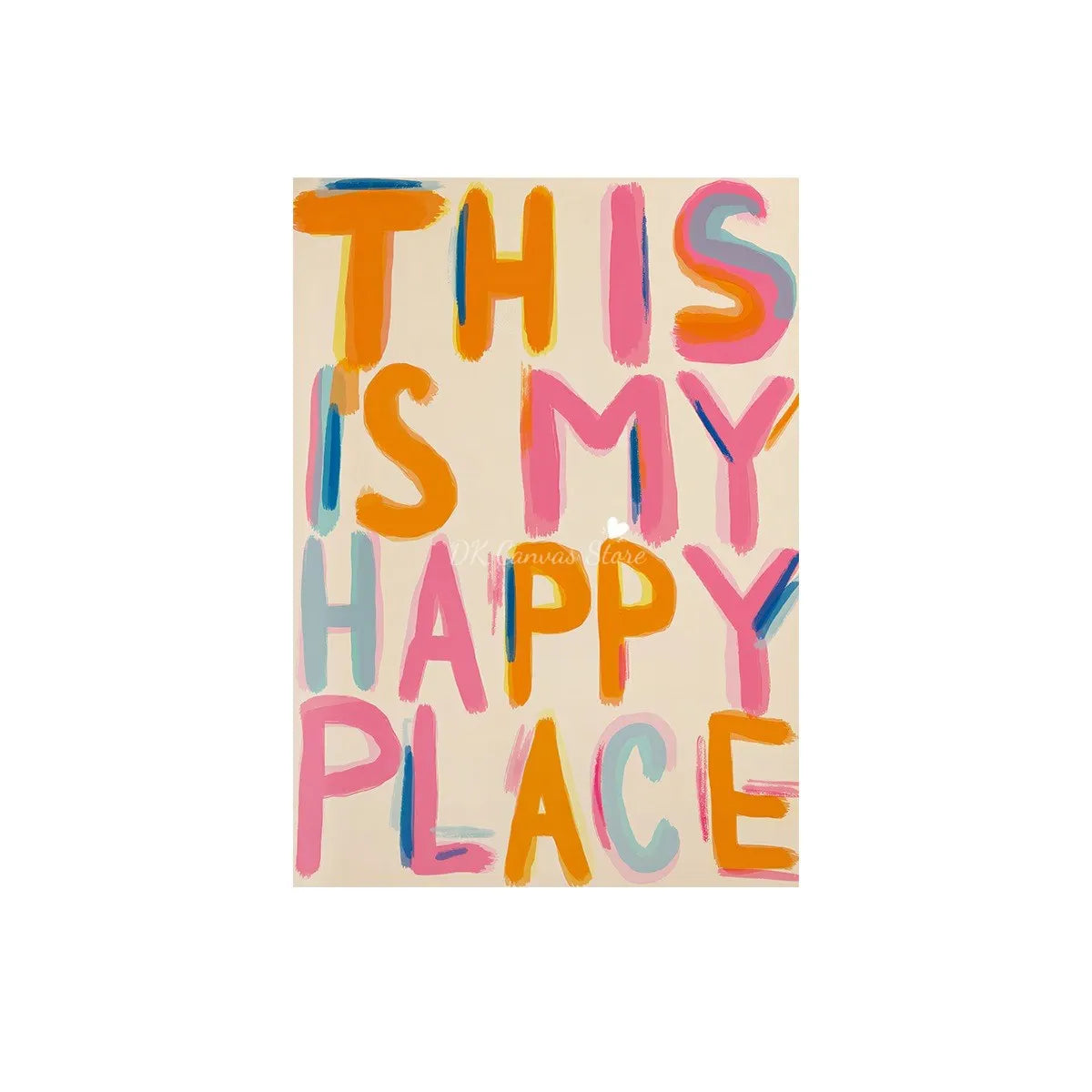 "This Is My Happy Place" Heart Quote Canvas Print Poster Modern Minimalism Art Prints Bedroom Living Room Wall Art Home Decor