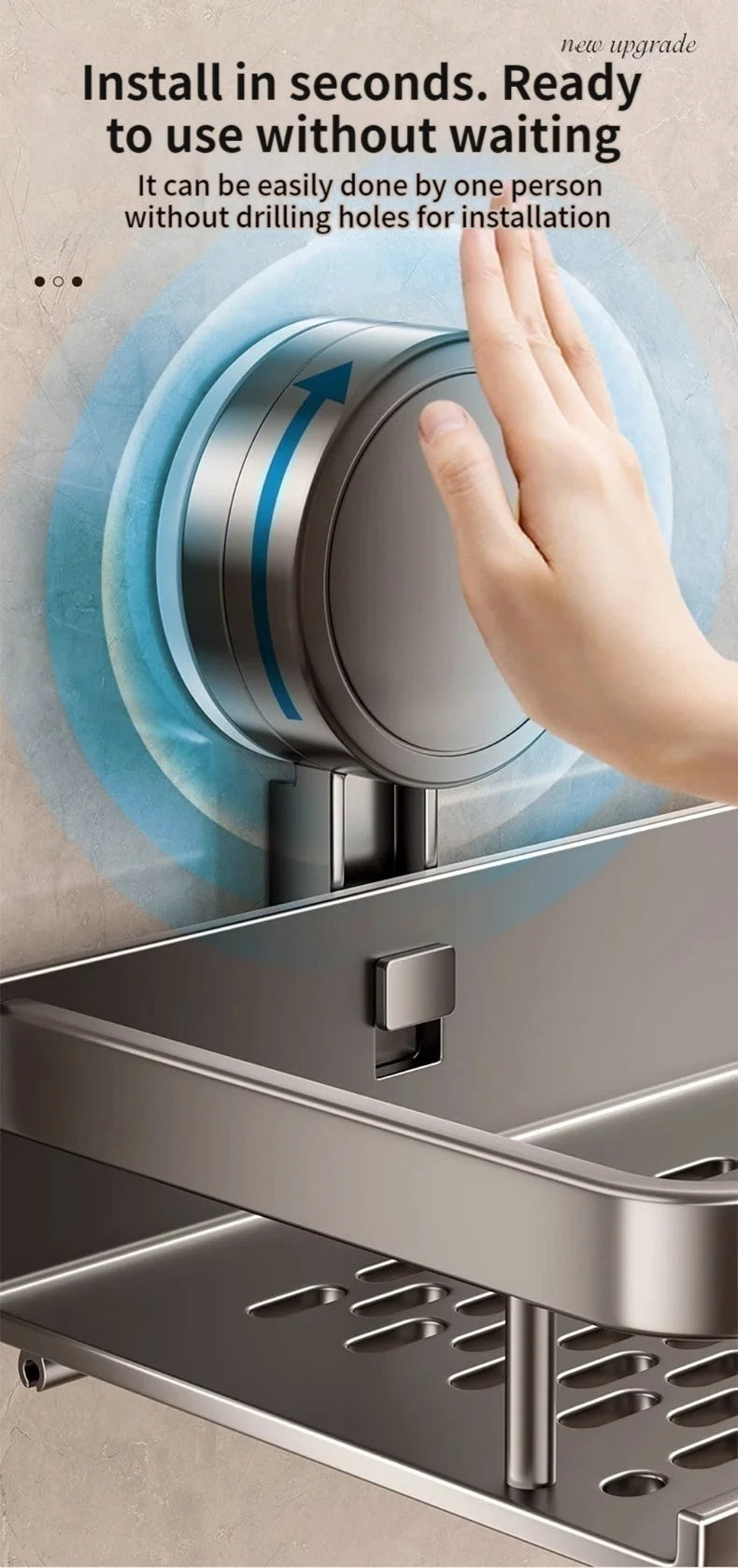 Suction cup storage rack, bathroom, non perforated artifact, toilet, washbasin, bathroom, wall mounted storage