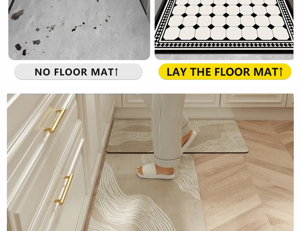 Carpet for Kitchen Waterproof Floor Mat Beige Carpets Pvc Leather Non-slip Oil-proof Long Foot Mats Home Decoration Rug Balcony