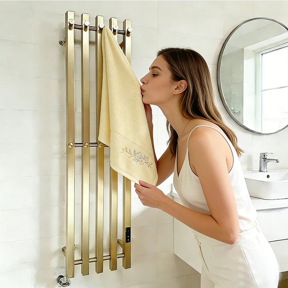Bathroom Electric Towel Warmer Heated Towel Rack  Plug-in/Hardwired Towel Radiator 120CM 3/4 Bars Wall Mount Towel Dryer