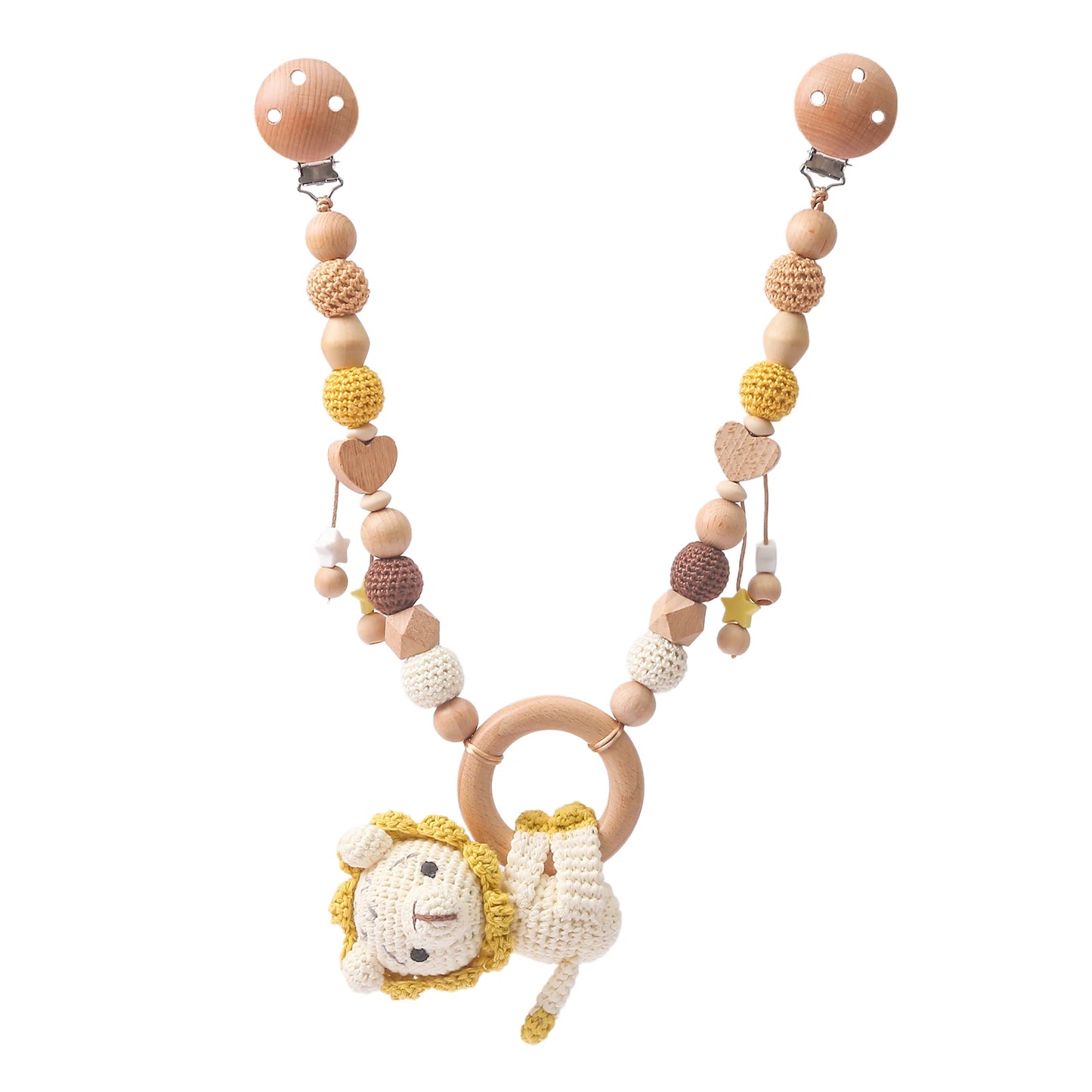Baby Rattle Toys 0-12 Months Newborn Crochet Rattle Stroller Mobile Toys Wooden Clips Pendant Toys for Newborn Baby Animal Toys
