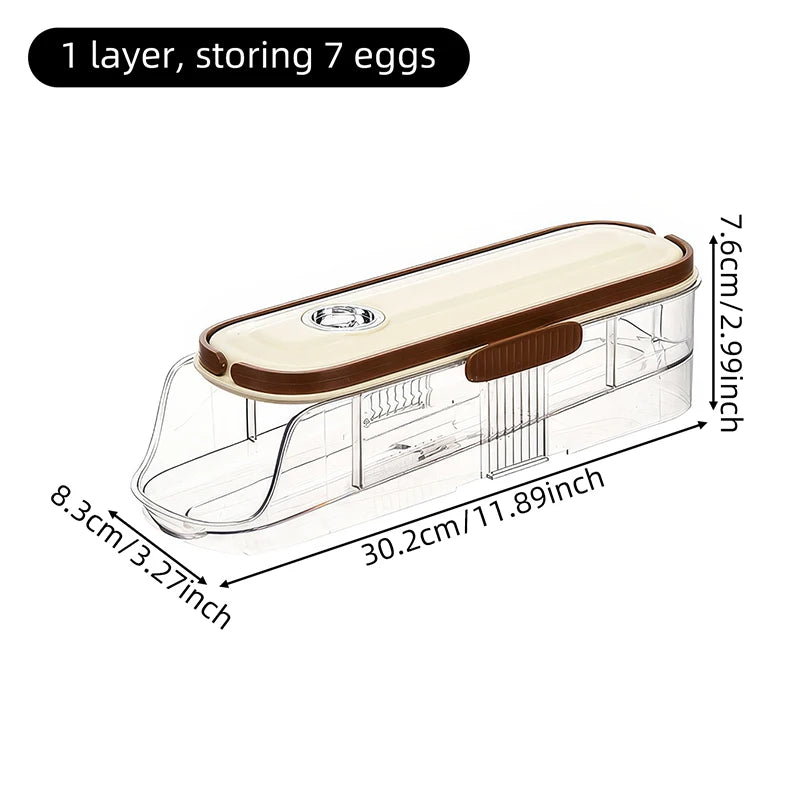 1 piece, Egg storage box, automatic rolling refrigerator egg rack storage, hand-held egg refrigerator side door storagerack