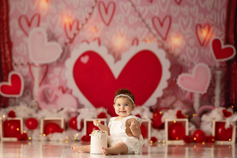 Valentine's Day Photography Backdrop Cloth Red Love Heart Wedding Baby Birthday Party Decor Backgrounds For Photo Studio Props