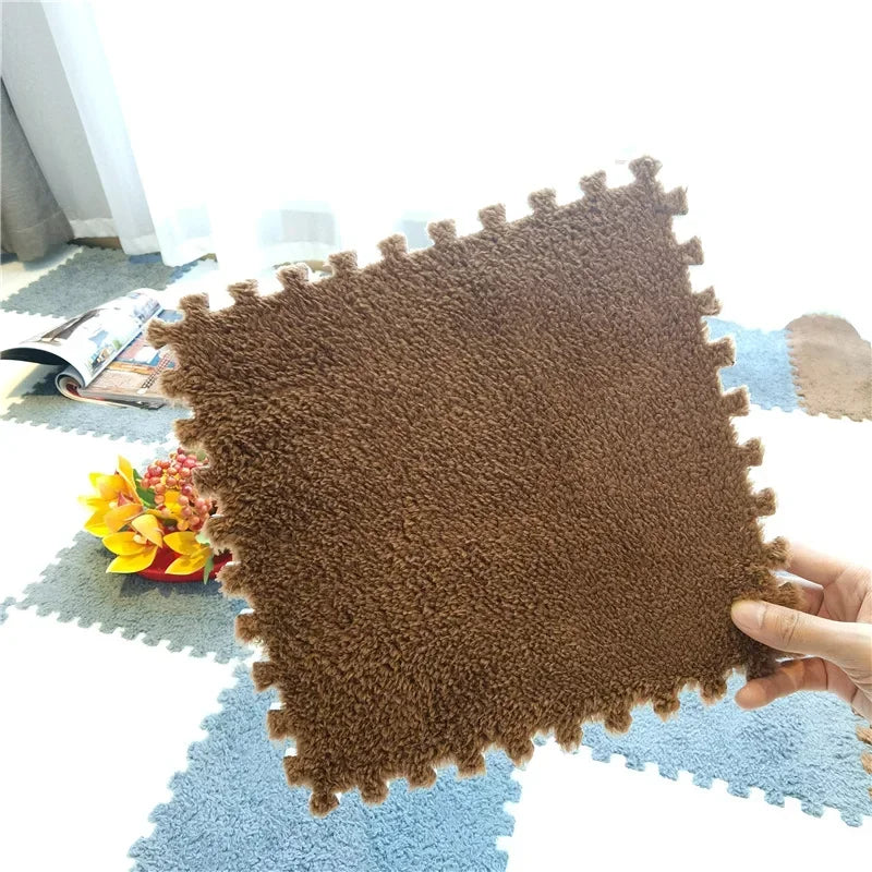 10Pcs Soft Plush Baby Play Mat EVA Foam Puzzle Carpet 30x30cm Children’s Mat Keep Warm for Kids Room Baby Toys Floor Playmat