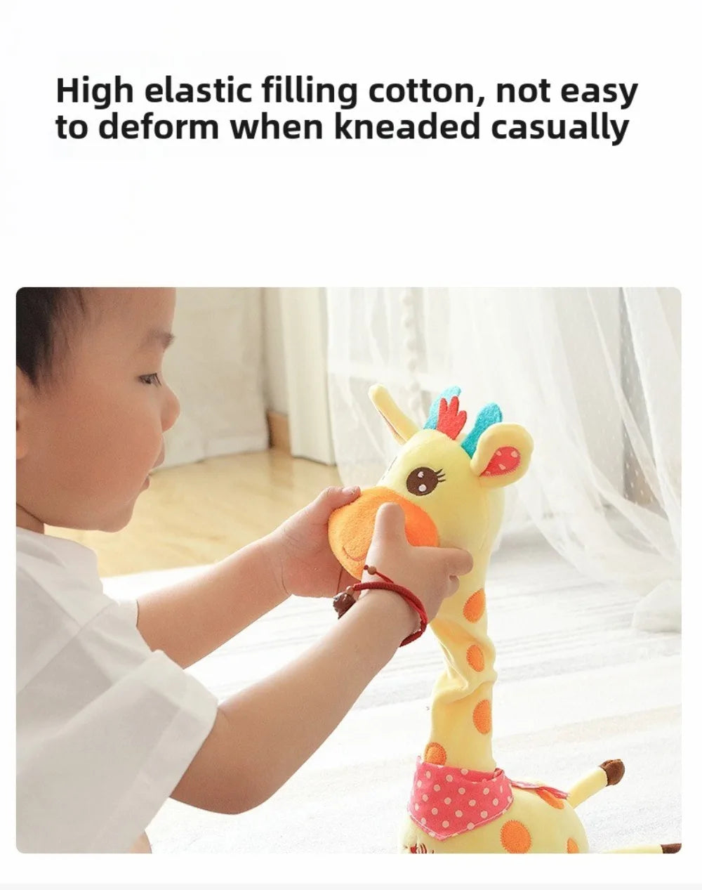 Repeating What You Say Dancing Talking Giraffe Toy with 10 Songs Adjustable Volume Stuffed Animal Toy Plush Musical