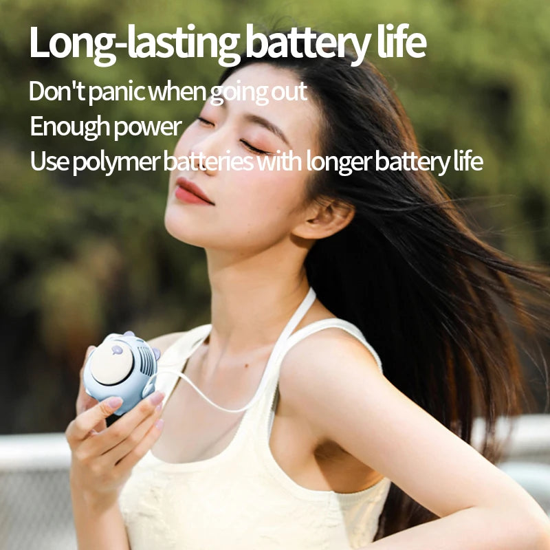 Portable Hanging Bladeless Electric Fan 3 Wind Speed Mini Handheld Fan
