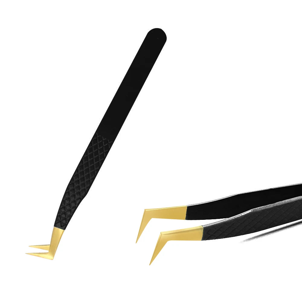 Black Stainless Steel Eyelash Tweezer