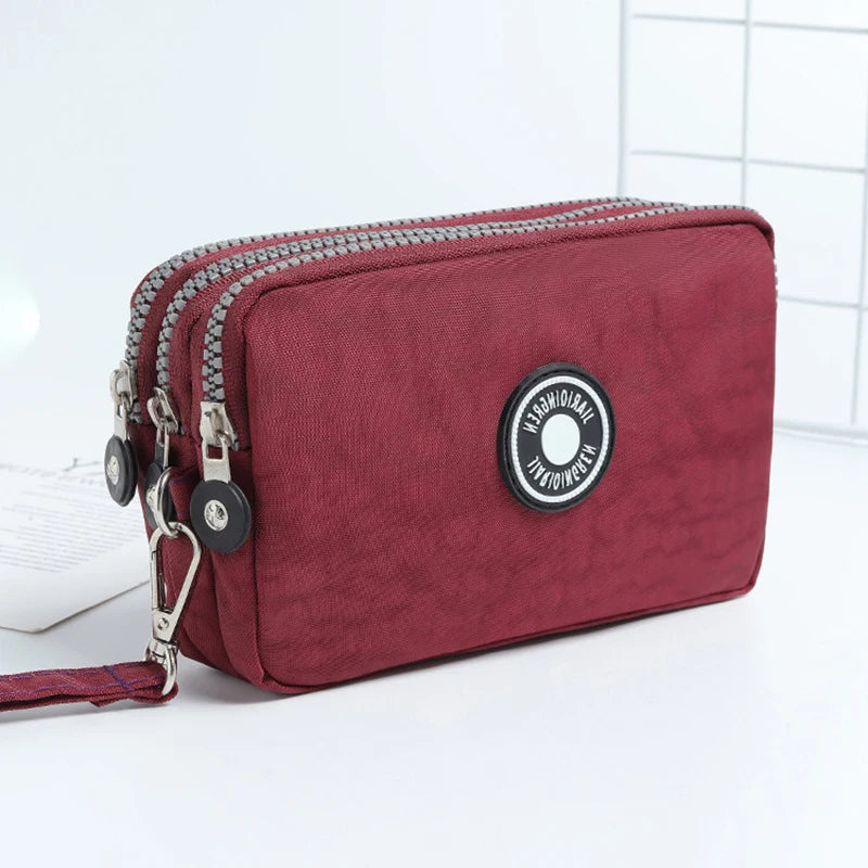 Mini Triple-Zipper Bag – Portable Women’s Wallet, Phone Pouch, Makeup Bag, Coin Purse with Large Capacity