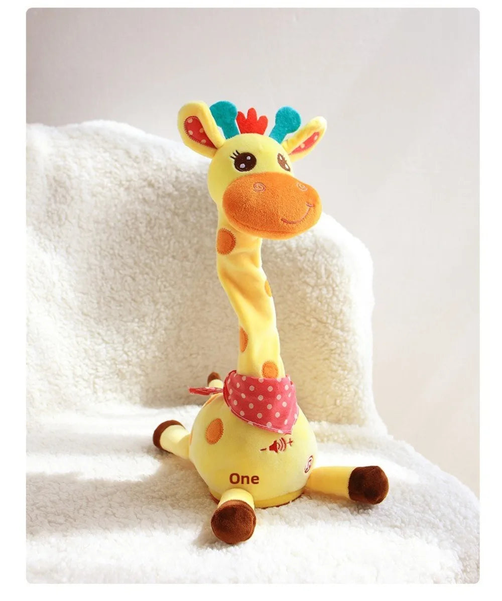Repeating What You Say Dancing Talking Giraffe Toy with 10 Songs Adjustable Volume Stuffed Animal Toy Plush Musical