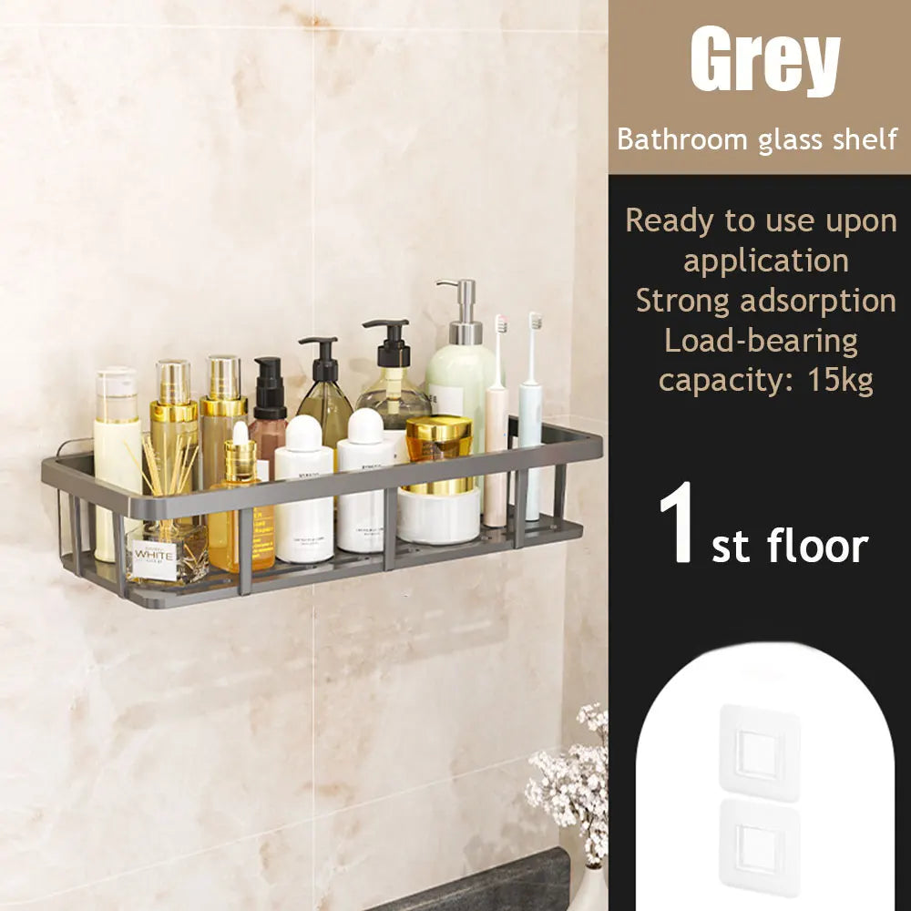 Bathroom Storage Rack No-Drill Wall Mounted Shampoo Makeup Storage Holder ShowerOrganizer Rack Bathroom Shelves Accessories