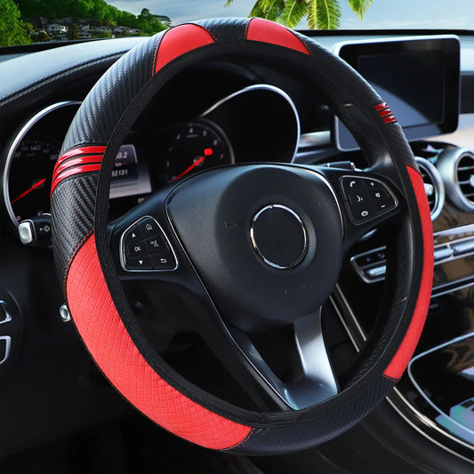 1 little monster PU embossed leather automotive supplies without inner ring steering wheel cover fits 14.5-15 inches