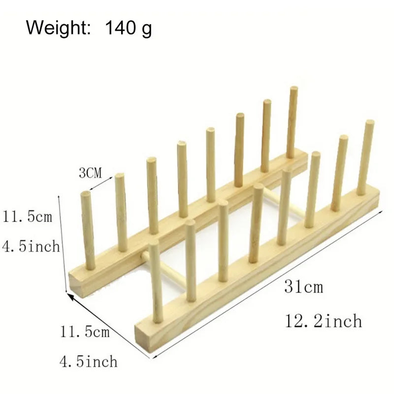 Wooden Dish Drainer Rack Kitchen Dishes Stand Plate Dish Drying Rack Pot Lid Racks Kitchen Organiser Drying Cups Display Shelf