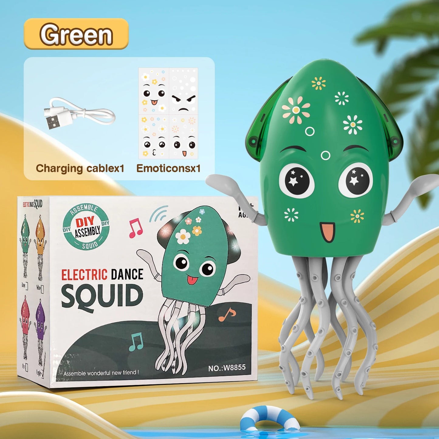 Electric Dancing Squid Octopus dancer Novelty  fidget toys luminous Music Baby Crawling  toys games for kids children Pets Cats