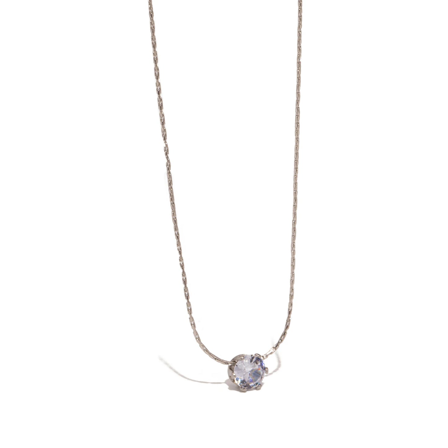 Stainless Steel Zircon Pendant Necklace