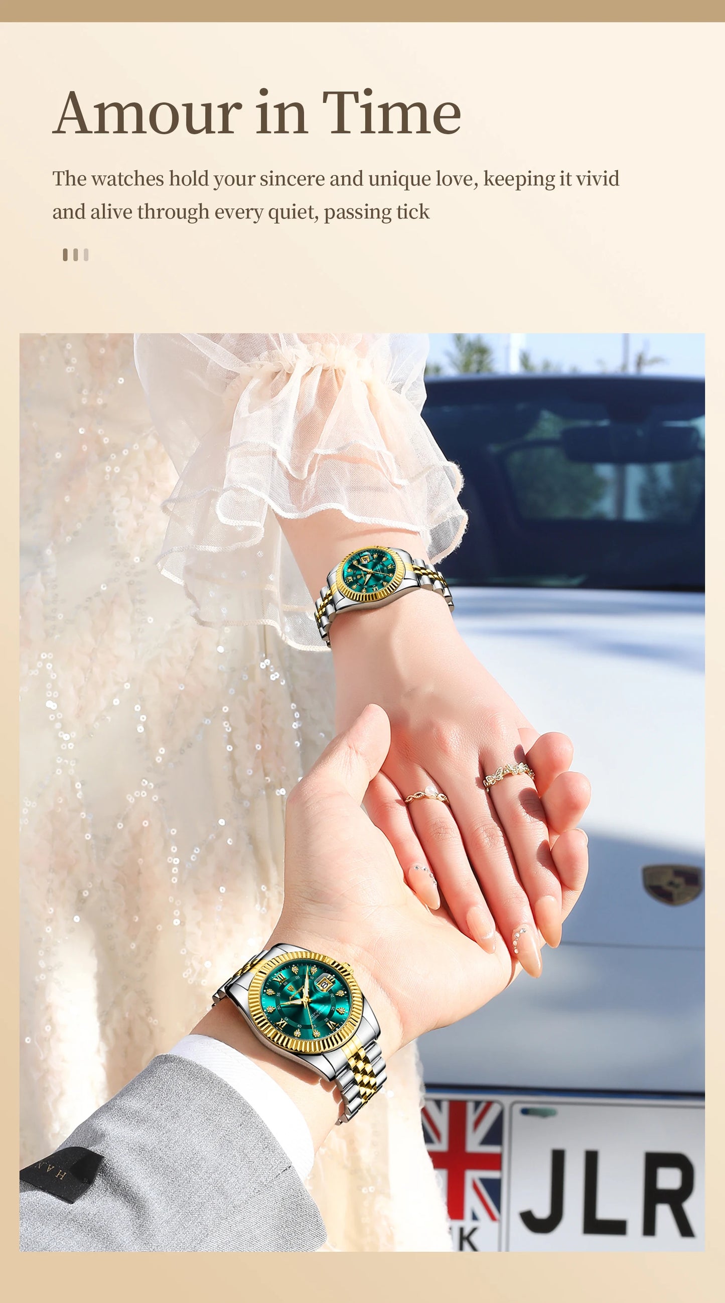 POEDAGAR Top Luxury Couple's Watches Luminous Date Classic Watches For Couple Quartz Stainless Steel Couple Watch Lovers Set+Box