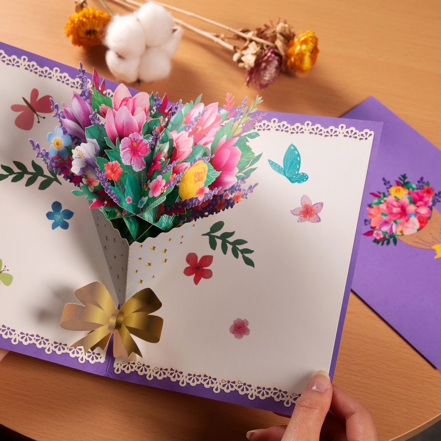 Pop-Up Flower Card Flora 3D Greeting Card for Birthday Mothers Father's Day Graduation Wedding Anniversary Get Well Sympathy