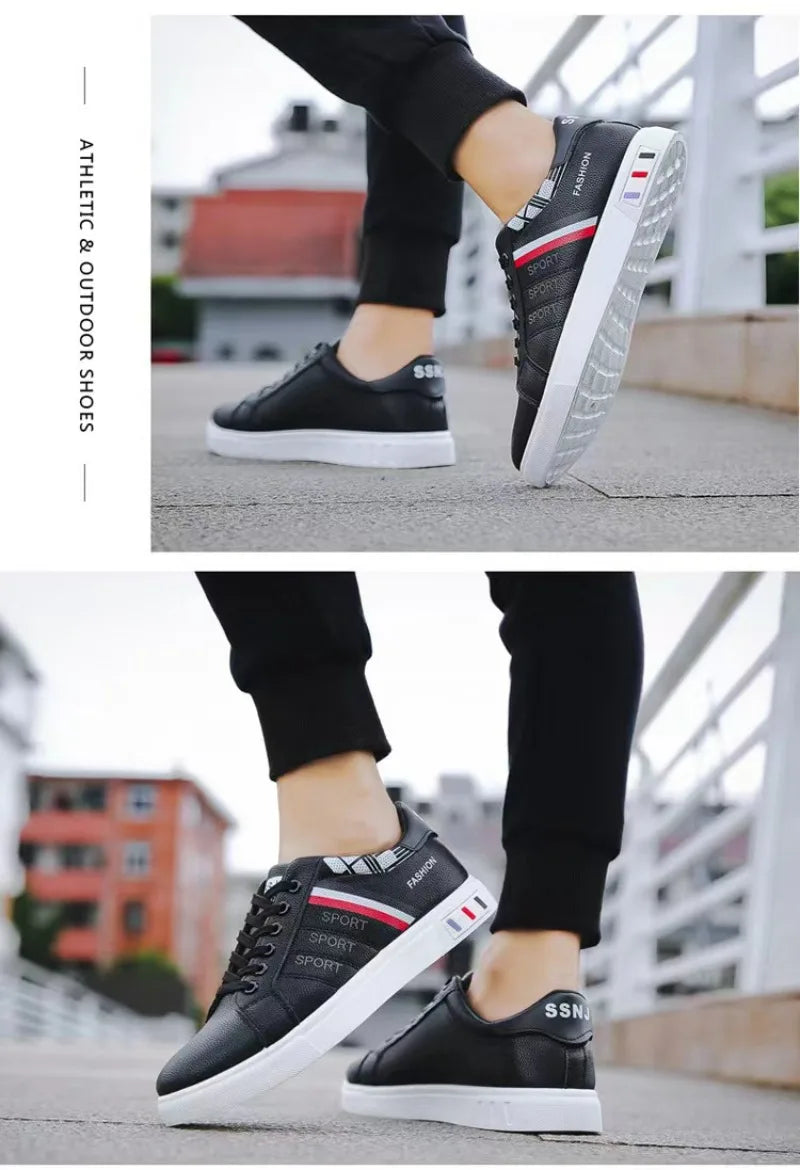 Men's White Casual Trainer Shoes, Outdoor Sport Shoes