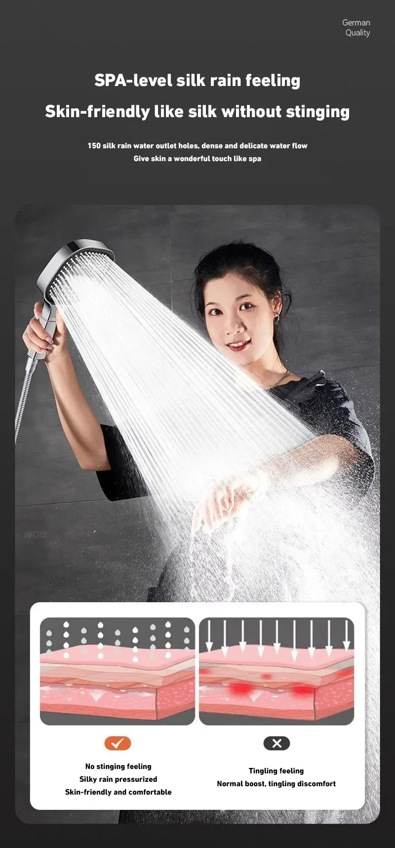 13cm Large Panel 3 Modes Adjustable Shower Head  High Pressure Massage Shower Head Filter Element Bathroom Accessories