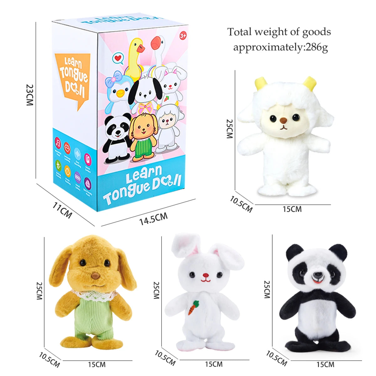 Electric Plush Toys, Talking Repeat Dancing Walking Duck Panda Rabbit Dog Sheep, Early Education Toy Gifts for Kids