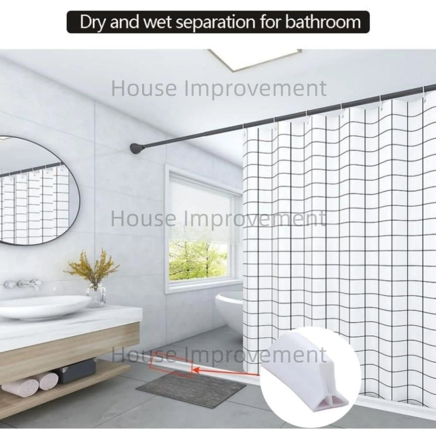Shower Water Barrier Collapsible Self Adhesive Silicone Strip Trim Splash Guard Bendable Shower Threshold Water Barrier