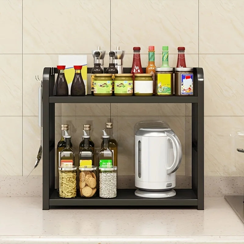 2-Tier Metal Countertop Rack – Space-Saving Kitchen Storage Organiser