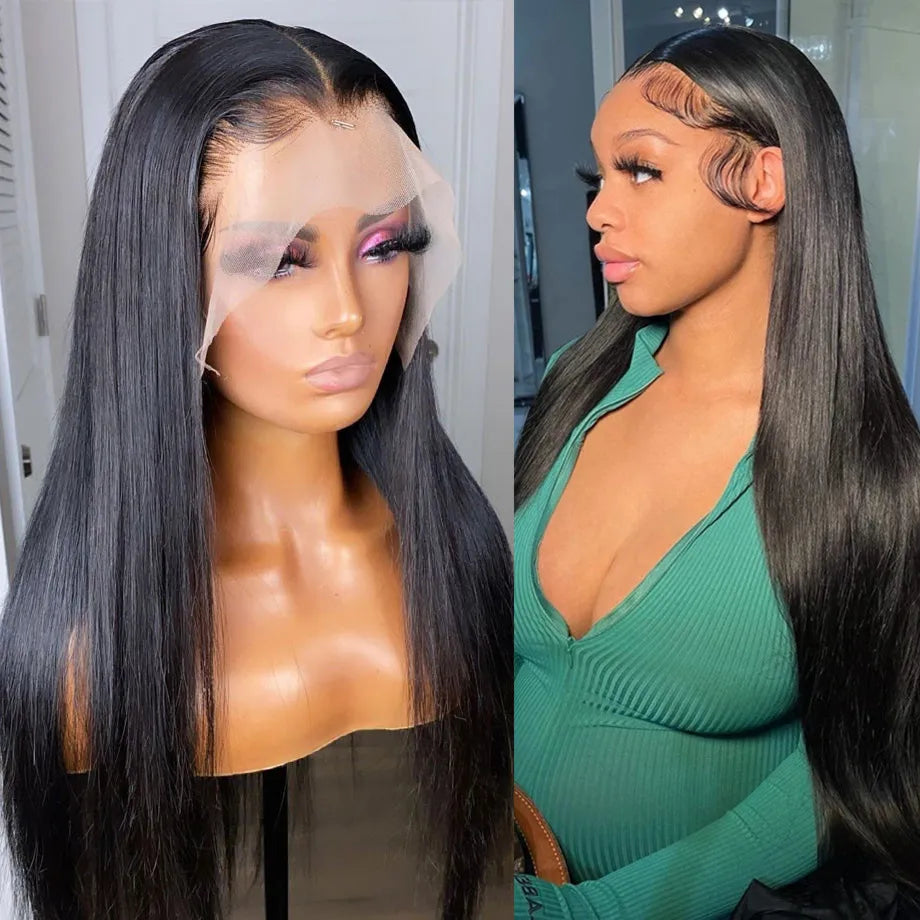 Brazilian Bone Straight 13x4 13x6 Transparent Lace 30 32 Inch   Human Hair Wigs 360 Lace Frontal Wig  4X4 Lace Closure Wig